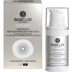 BASICLAB - Peptydowy krem regenerujący pod oczy z 5% kompleksu peptydów, 2% kompleksu czynników wzrostu, fitosterolami o bogatej konsystencji, wygładzenie i odżywienie, 15ml