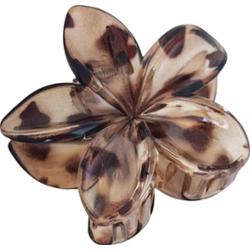 ECARLA - Spinka do włosów klamra XL kwiat, Panterka brązowa