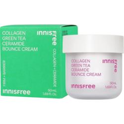 INNISFREE - COLLAGEN GREEN TEA CERAMIDE BOUNCE CREAM, 50ml - Krem do twarzy z ceramidami i kolagenem