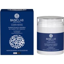 BASICLAB - Nawilżająca maska do twarzy, szyi i dekoltu, 5% Trehalozy, 2% Ektoiny, Kwas hialuronowy, Nawodnienie i Wygładzenie, 50ml