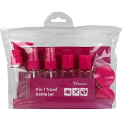 ECARLA - Zestaw pojemniczków i akcesoriów podróżnych 9w1, fuksja
