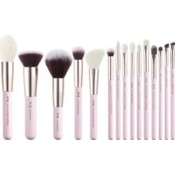 Jessup - Blushing Bride Mix Hair Brush Set, 15 szt. - zestaw pędzli do makijażu twarzy i oczu różowy ze złotem