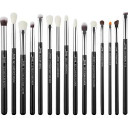 Jessup - Black/Silver Mix Hair Brush Set, 15 szt. - zestaw pędzli do makijażu oczu czarny ze srebrem