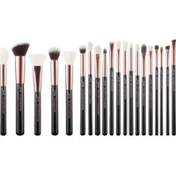 Jessup - Black/Rose Gold Mix Hair Brush Set, 20 szt. - zestaw pędzli do makijażu twarzy i oczu czarny z różowym złotem