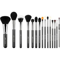 Jessup - Black/Silver Brush Set, 15 szt. - zestaw pędzli do makijażu twarzy i oczu czarny ze srebrem
