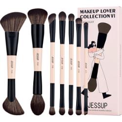 Jessup - Duo-End Brush Versatility Collection, 14/7 szt. - zestaw dwustronnych pędzli do makijażu twarzy i oczu jasnoróżowych