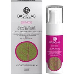 BASICLAB - Wzmacniające serum tonujące do skóry naczynkowej i wrażliwej, 15% kompleksu czynnika wzrostu EGF, 1% pochodnych witaminy K, CICA, Peptyd wyciszający, Wyciszenie i Redukcja, 30ml