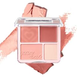 Judydoll - 4 Color Blush & Highlight Palette #01 Milk Melon, 9 g - ciepła paleta róży i rozświetlaczy