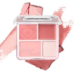 Judydoll - 4 Color Blush & Highlight Palette #02 Soft Peach, 9 g - ciepła paleta róży i rozświetlaczy