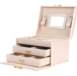 ECARLA - Szkatułka na biżuterię w formie kuferka w kolorze pudrowego różu, 1 szt