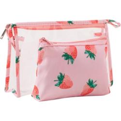 ECARLA - Zestaw kosmetyczek transparetna + truskawki