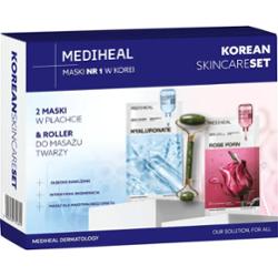 MEDIHEAL - Korean Skin Care Set - zestaw nawilżająco-regenerujący do twarzy z 2 maskami w płachcie i rollerem do masazu twarzy