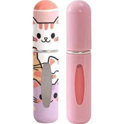 ECARLA - Zestaw dwóch mini atomizerów na perfumy w kolorze różowym oraz we wzór kotków, 5 ml