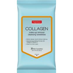 PUREDERM - Collagen Make-up Remover Cleansing Towelettes, 30 szt - nawilżane chusteczki do demakijażu