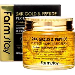 FARMSTAY - 24K Gold & Peptide Perfect Ampoule Cream, Ampułka do twarzy ze złotem i peptydami, 80ml