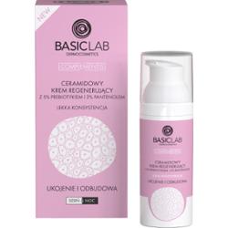 BASICLAB - Ceramidowy Krem Regenerujący Z 5% Prebiotykiem I 3% Pantenolem O Lekkiej Konsystencji Ukojenie I Odbudowa, 50ml