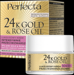 Perfecta 24K Gold&Rose Oil Luksusowy krem przeciwzmarszczkowy na dzień i na noc 50+