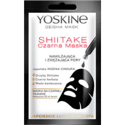 Yoskine Geisha Mask maska na czarnej tkaninie Shiitake