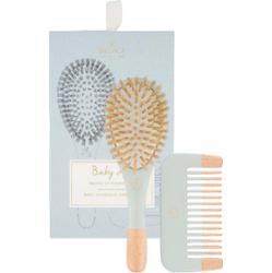 BACHCA Baby Kit Blue Brush 100% boar small size + wooden com - Niebies
