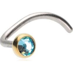 Blomdahl Silver Titanium Bezel 3 mm  Aquamarine