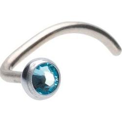 Blomdahl Silver Titanium Bezel 3 mm  Aquamarine