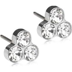 Blomdahl Silver Titanium Clover 8 mm Crystal