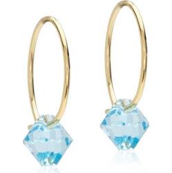 Blomdahl Golden Titanium Ear Ring 14 mm, Bicone 6 mm Aqua Marine