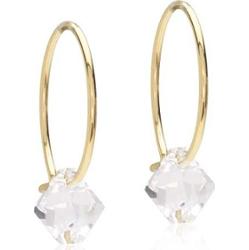 Blomdahl Golden Titanium Ear Ring 14 mm, Bicone 6 mm Crystal