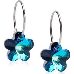 Blomdahl Natural Titanium Ear Ring 14 mm  Flower 12 mm, Turquoise