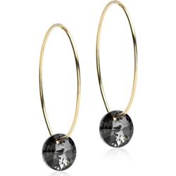 Blomdahl Golden Titanium Ear Ring 25 mm, Round 8 mm, Black diamond