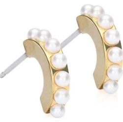 Blomdahl Golden Titanium Pendant Pearl Curved 10 mm, White