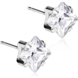 Blomdahl Silver Titanium Tiffany Edge CZ White 7 mm