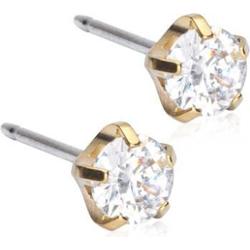 Blomdahl Golden Titanium Tiffany Precious, CZ White 5 mm
