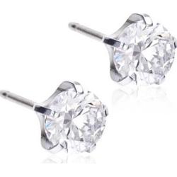 Blomdahl Silver Titanium Tiffany Precious, CZ White 6 mm