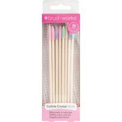 Brushworks Cuticle Crystal Sticks - 16 Pack - zestaw patyczków do skór