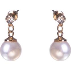 Dazzling Earring Col Clear Crystal On Stud W Hanging MOP Gold