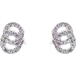 Dazzling Earring Silver Col, Two Circles Joined W Crystals