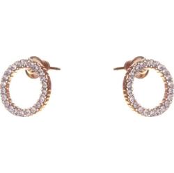 Dazzling Earrings Col Round Circles With Clear Crystals Gold