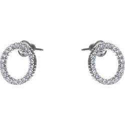 Dazzling Earrings Col Round Circles With Clear Crystals Silver