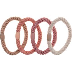 Dazzling Hair Ties 4-Pack Woven Beige/Pink