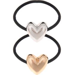 Dazzling Hair Ties Heart 2 pcs Silver/Gold