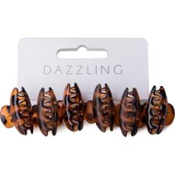 Dazzling Hår 6-pack clips med klämmor bruna