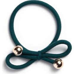 Ia Bon Hair Tie With Gold Bead Dark Green