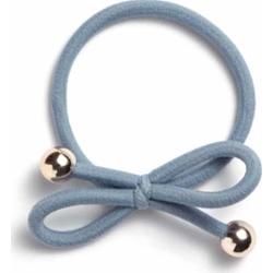 Ia Bon Hair Tie With Gold Bead Dusty Blue