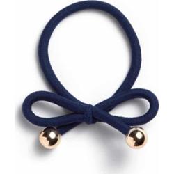 Ia Bon Hair Tie With Gold Bead Navy