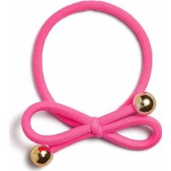 Ia Bon Hair Tie With Gold Bead Neon Pink