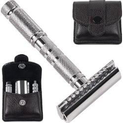 Parker Shaving A1-R 4 piece travel safety razor & leather pouch