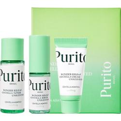 PURITO SEOUL - Wonder Releaf Centella Mini Kit Unscented, Zestaw mini kosmetyków z wąkrotą azjatycką, 2x15ml,1x30ml