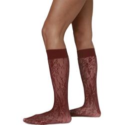 Swedish Stockings Rosa Lace KneeHighs  Deep Red