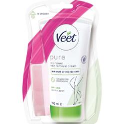 Veet Pure In Shower Hair Removal Cream Dry Skin Legs & Body 150 ml